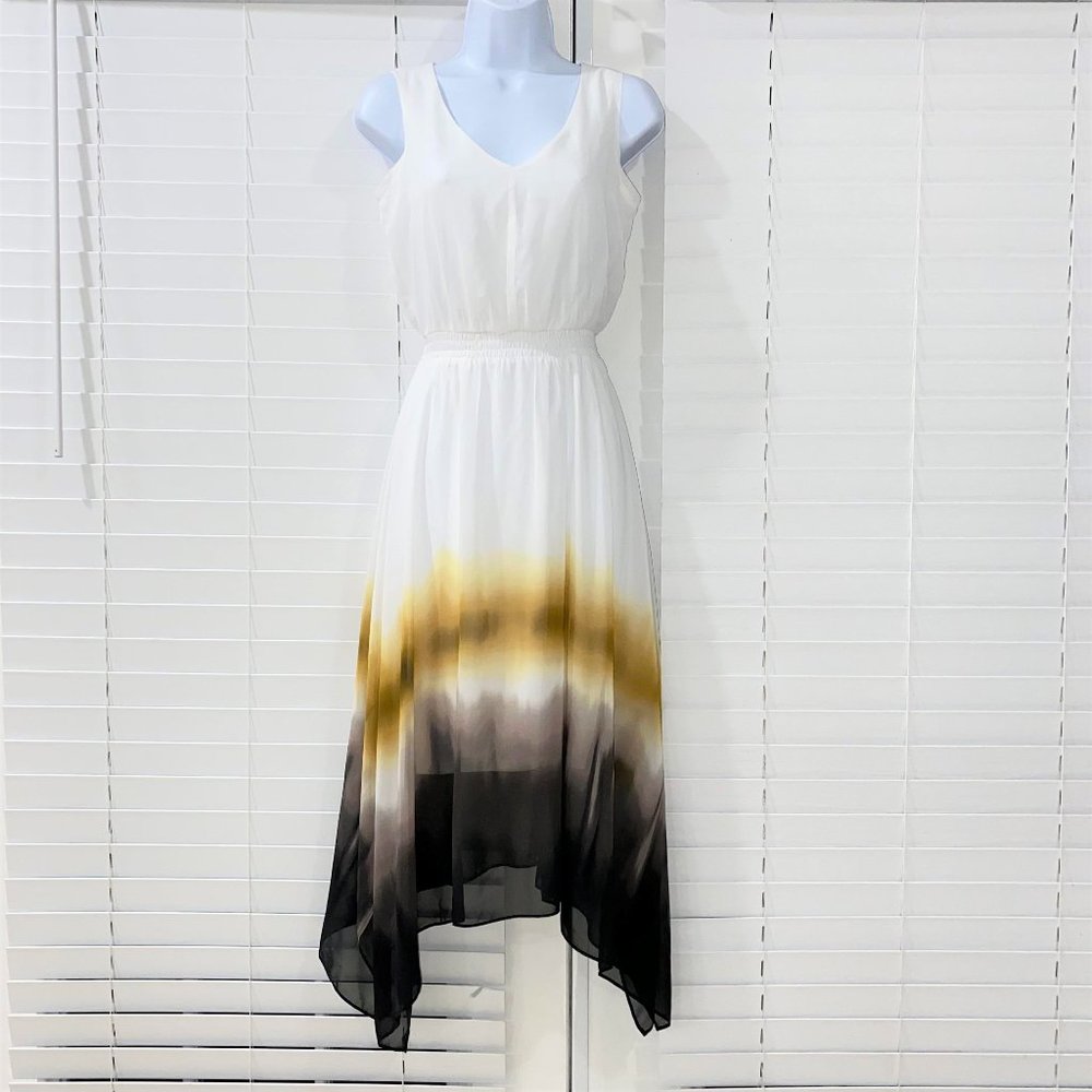 Simply Vera Wang Womens Sleeveless Asymmetrical Hem Chiffon Dress White Size PXS